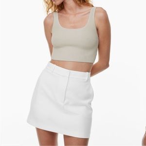 Babaton Cream Ribbed Crop Top